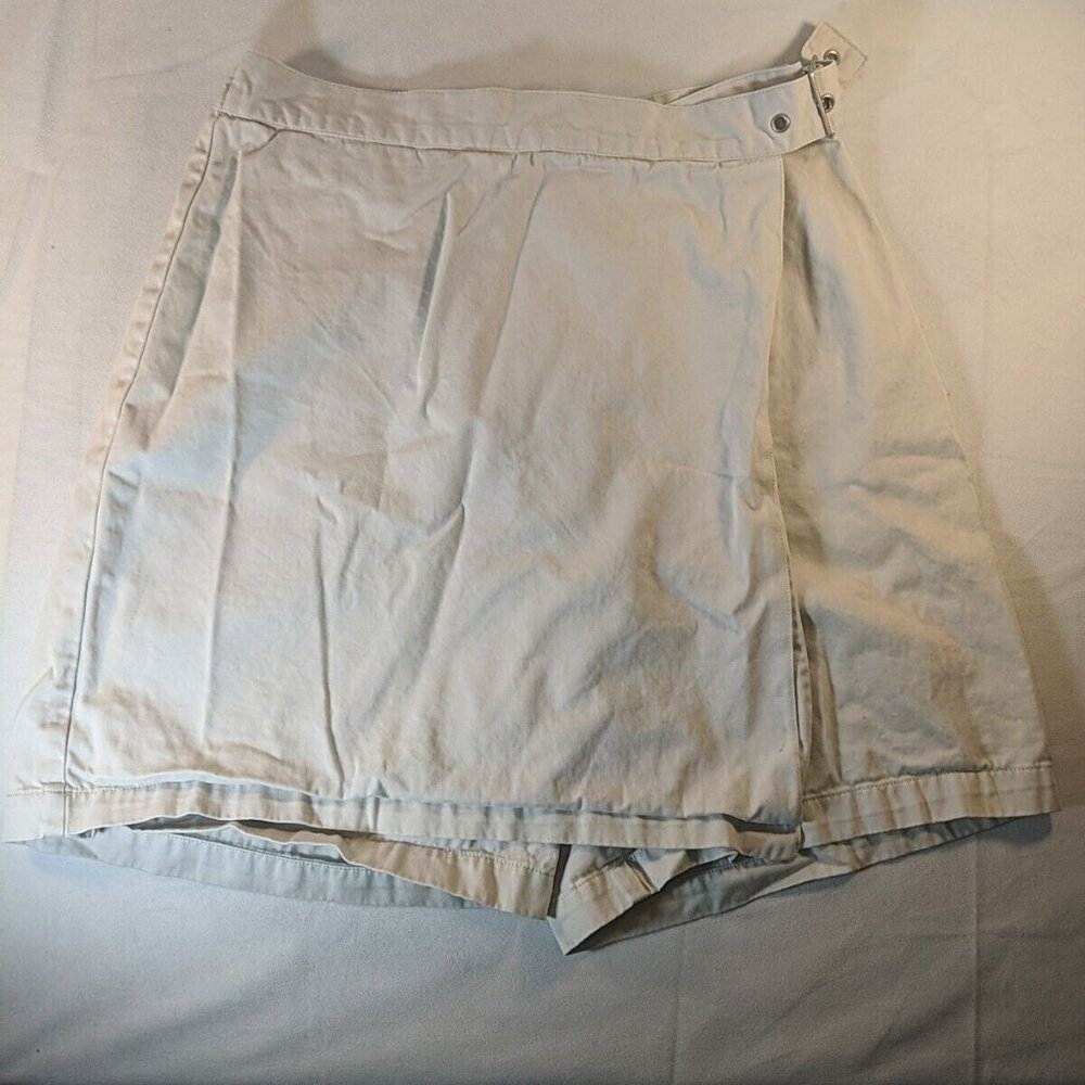 Bill Blass Jeans Vintage Skort Skirt Shorts Khaki Beige Belted Womens 12 Cotton
